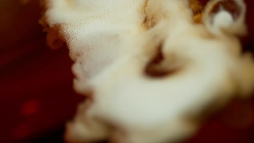 White foam bubbling in dark liquid