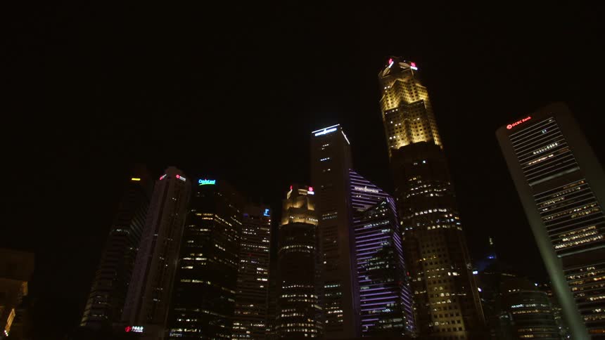 Skyscrapers in a metropolis at night