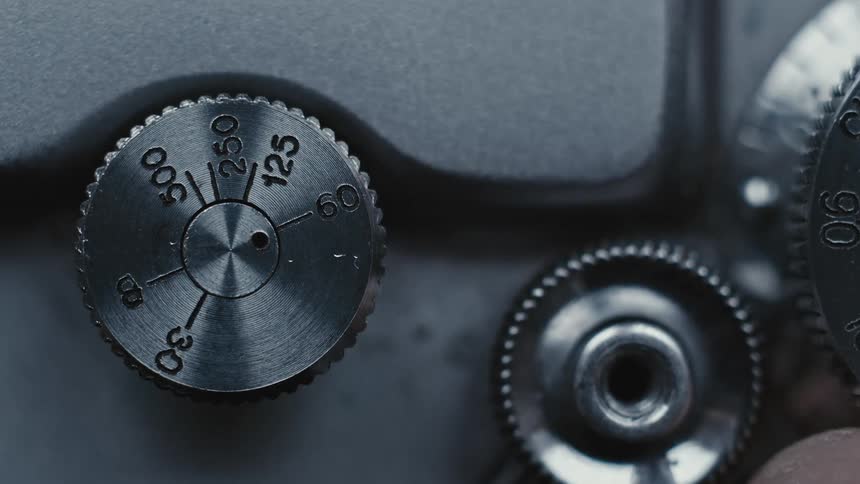 Dials turning on a camera