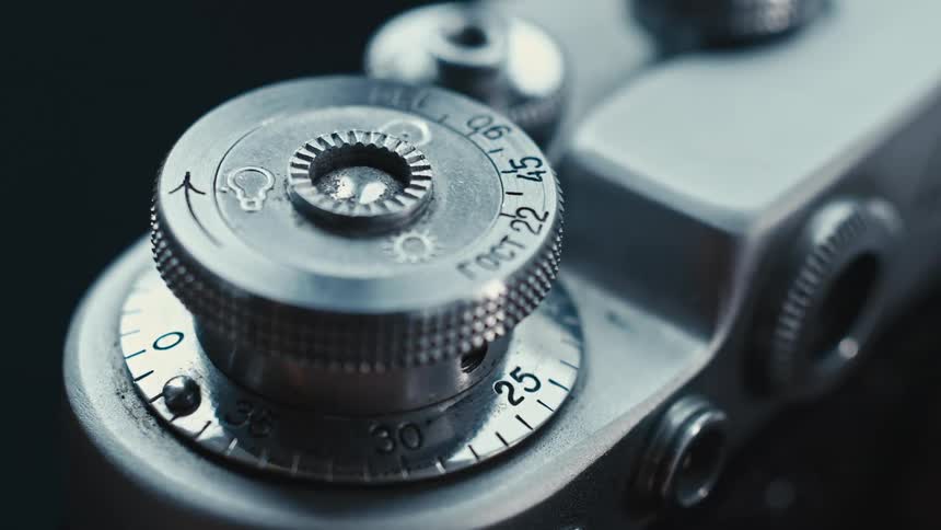 A camera with dials and numbers