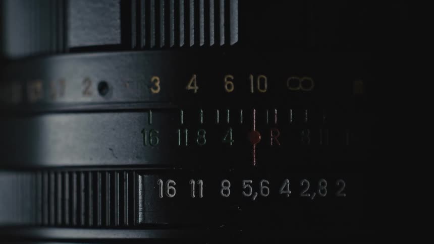 A camera lens is turned and calibrated