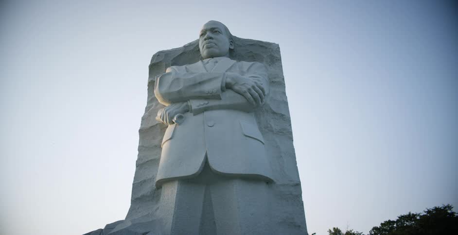 Carved stone sculpture of Martin Luther King Jr