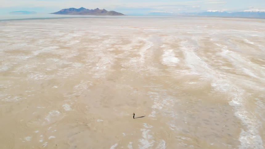 A person hiking across the desert