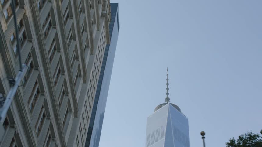 City buildings tower overhead
