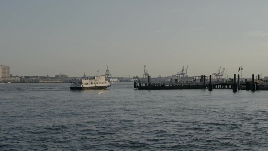 A ferry travelling along the water