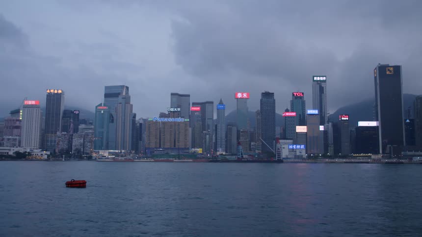Skyline of a city with large skyscrapers and buildings