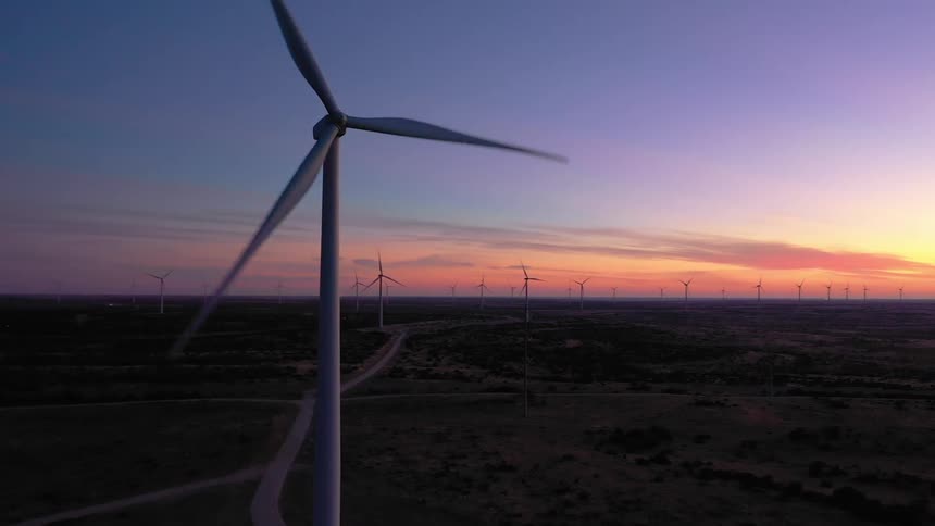 Wind turbines on a wind farm