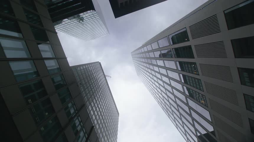 High rise apartment complexes and skyscrapers in a city downtown