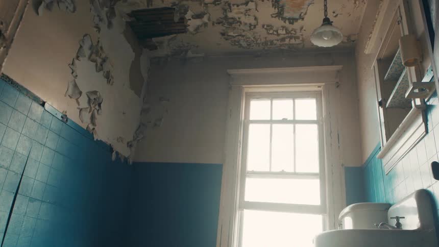 A dilapidated bathroom in a home