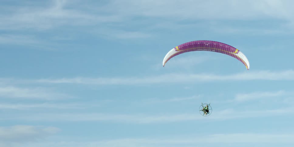 Someone using a paramotor to fly