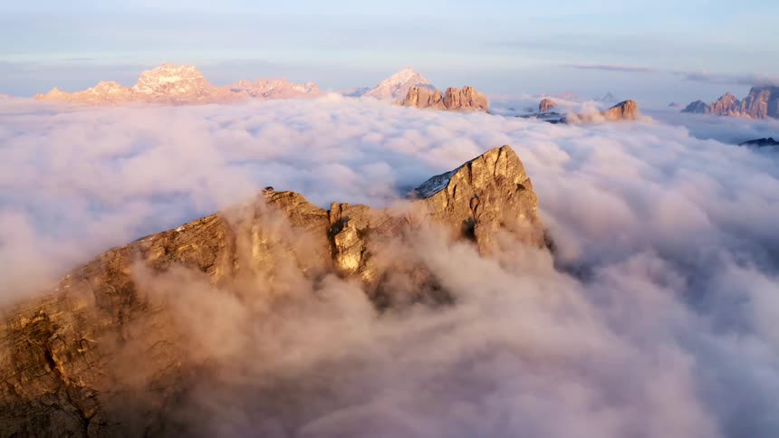 Mountain peaks above the clouds