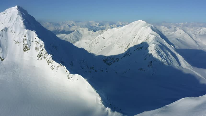Snow covered mountains on a clear day
