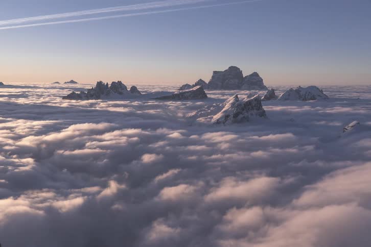 Clouds move around mountain tops