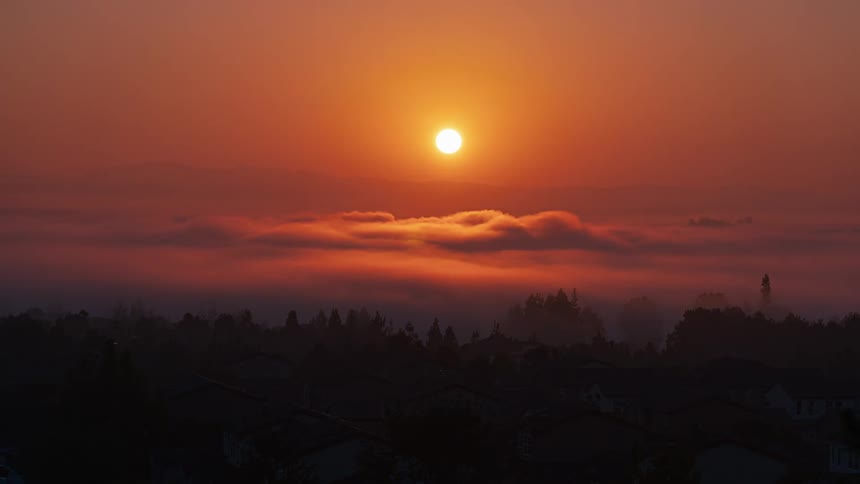 Time lapse of the horizon with the sun rising