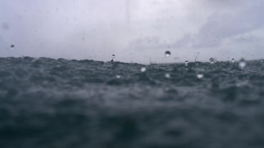 Rain falling on the ocean