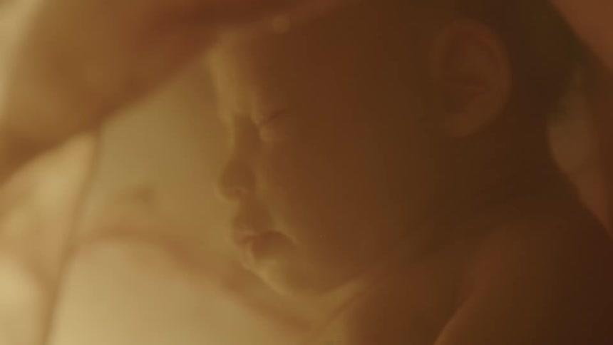 Close up of babys face in the womb