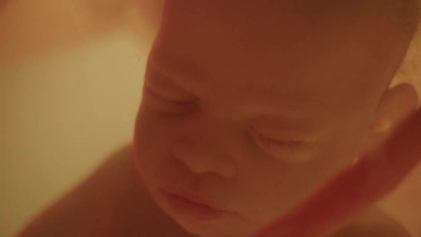 A fetus floating in utero