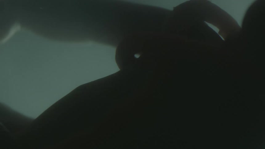 Silhouette of unborn human fetus floating in amniotic liquid inside the womb