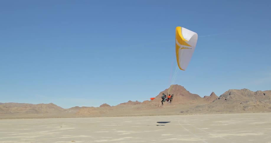 People taking off while paramotoring