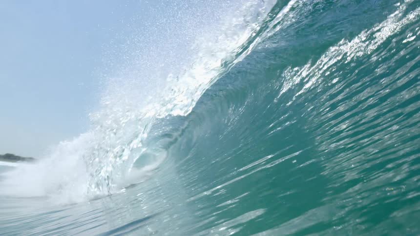 Ocean waves are moving in the water