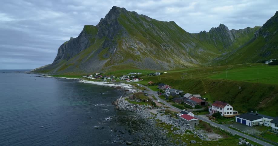 Homes are spread out along the shore