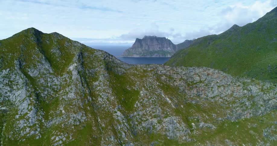 Aerial view of mountains are displayed in spring