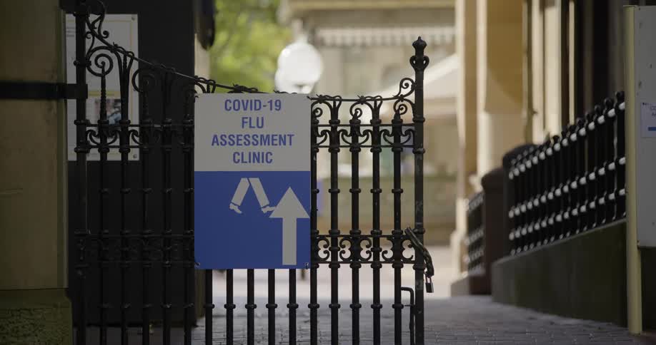 Testing center covid 19 signage in the city
