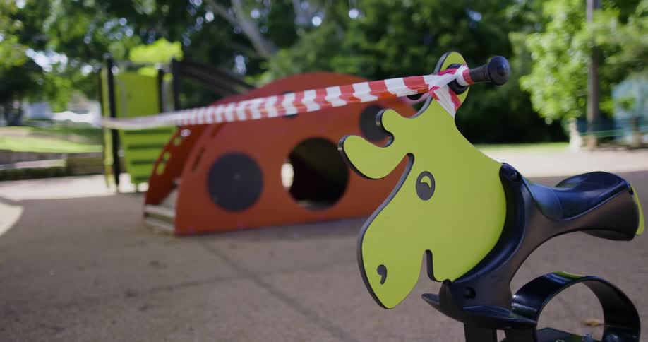 Closed and empty playground during covid 19 pandemic