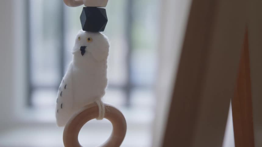 The ornament is hanging from the handrail