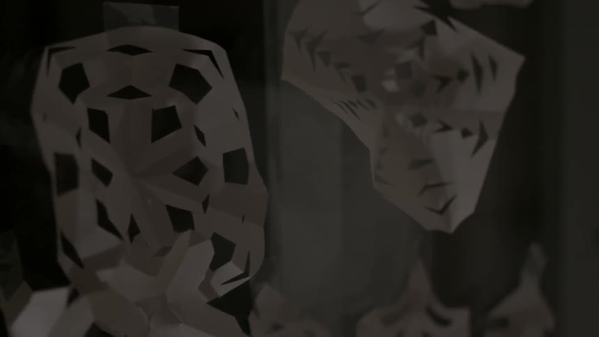 Paper snowflakes are hung as decoration