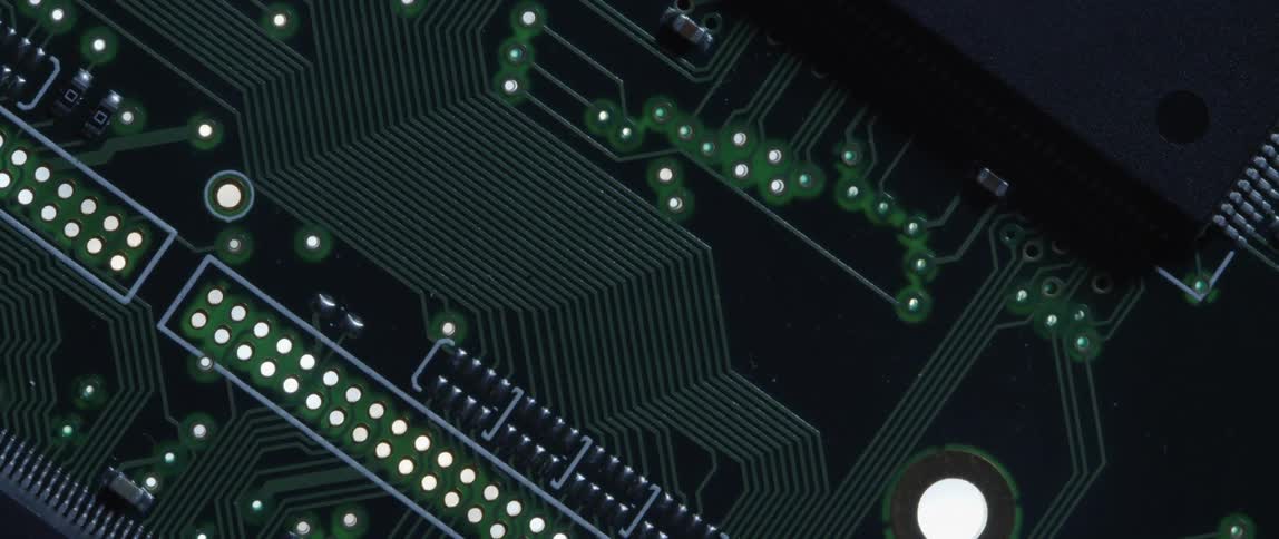 Close up of electronic motherboard circuits