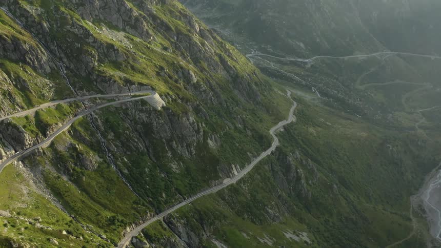 Aerial view of winding mountain roads