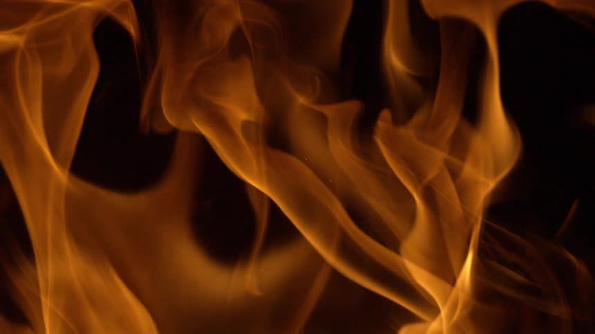 Flames from a fire are burning