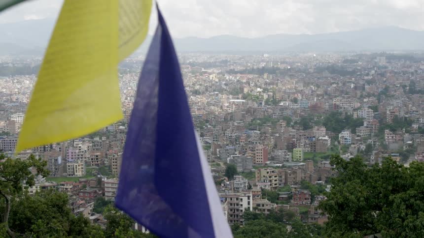 Flags flutter in the breeze