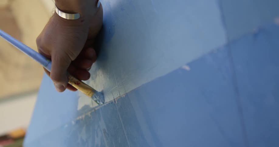 A hand painting an object