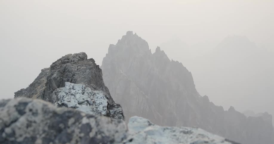 Mountain peaks high into the sky