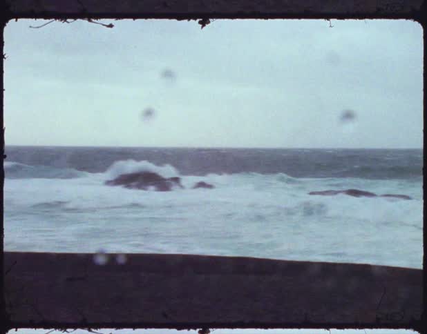 Ocean waves crash on the shore
