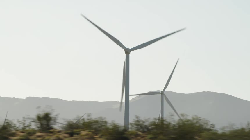 Wind turbines on a wind farm