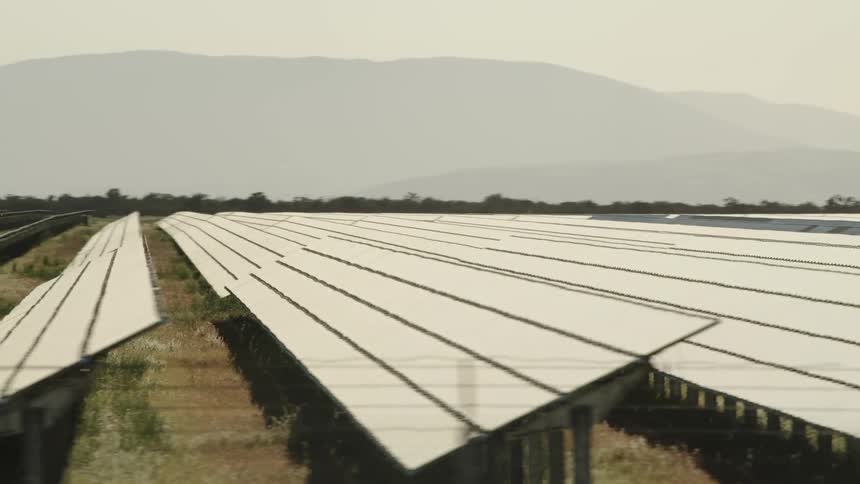 Solar panels in a field