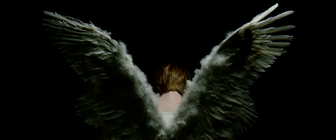 A woman dressed up in an angel costume
