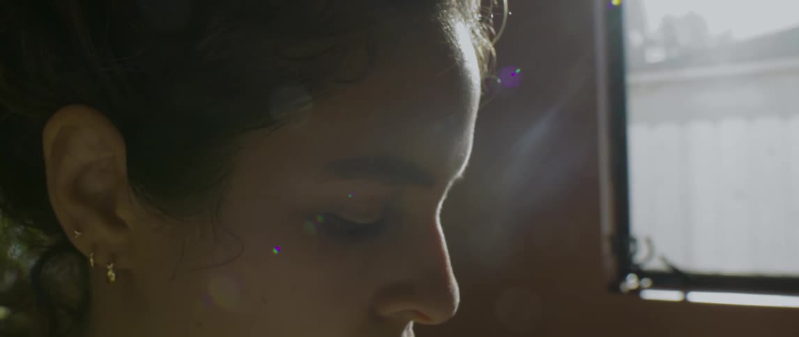 A close up of a womans face