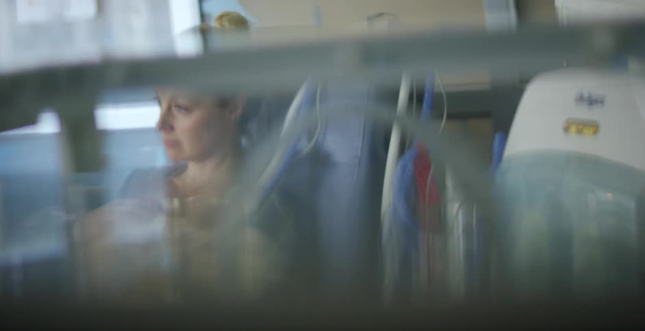 Woman thinking in a hospital