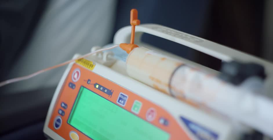 Close up of the display of a medical equipment used at home