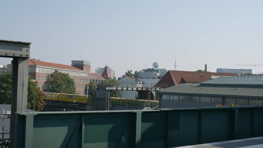 A train is moving in a city