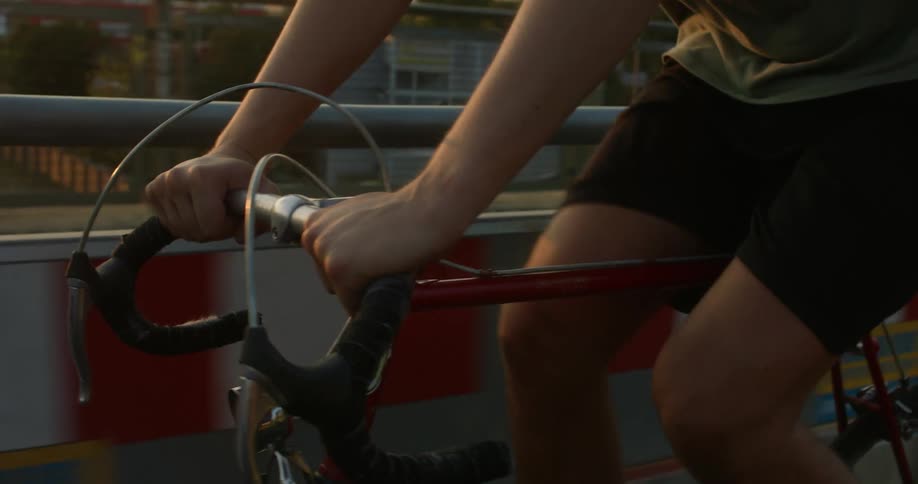 A person is riding their bicycle
