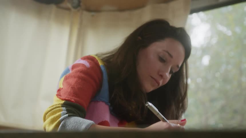 A woman drawing