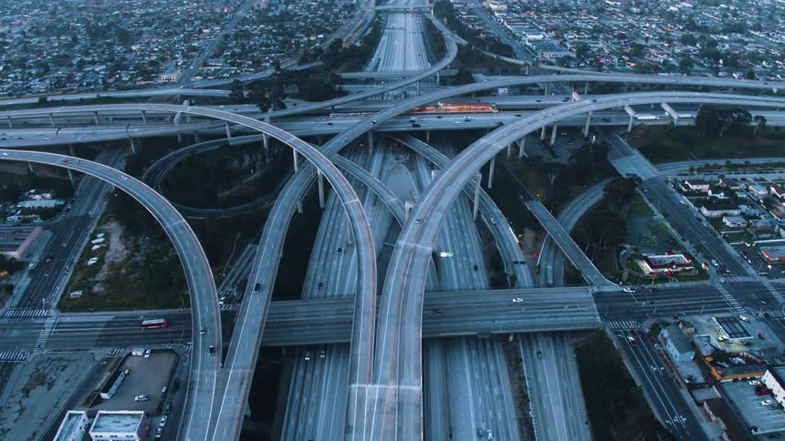 Aerial shot of a highway interchange