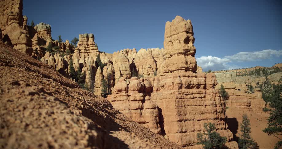 Aerial view of a formation landscape is displayed