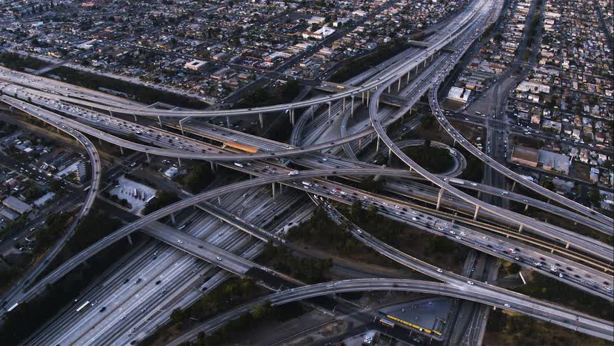 The roads running through the city are packed with vehicles