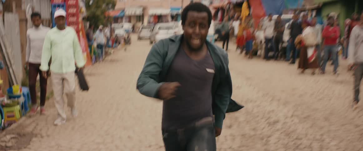 A man running frantically